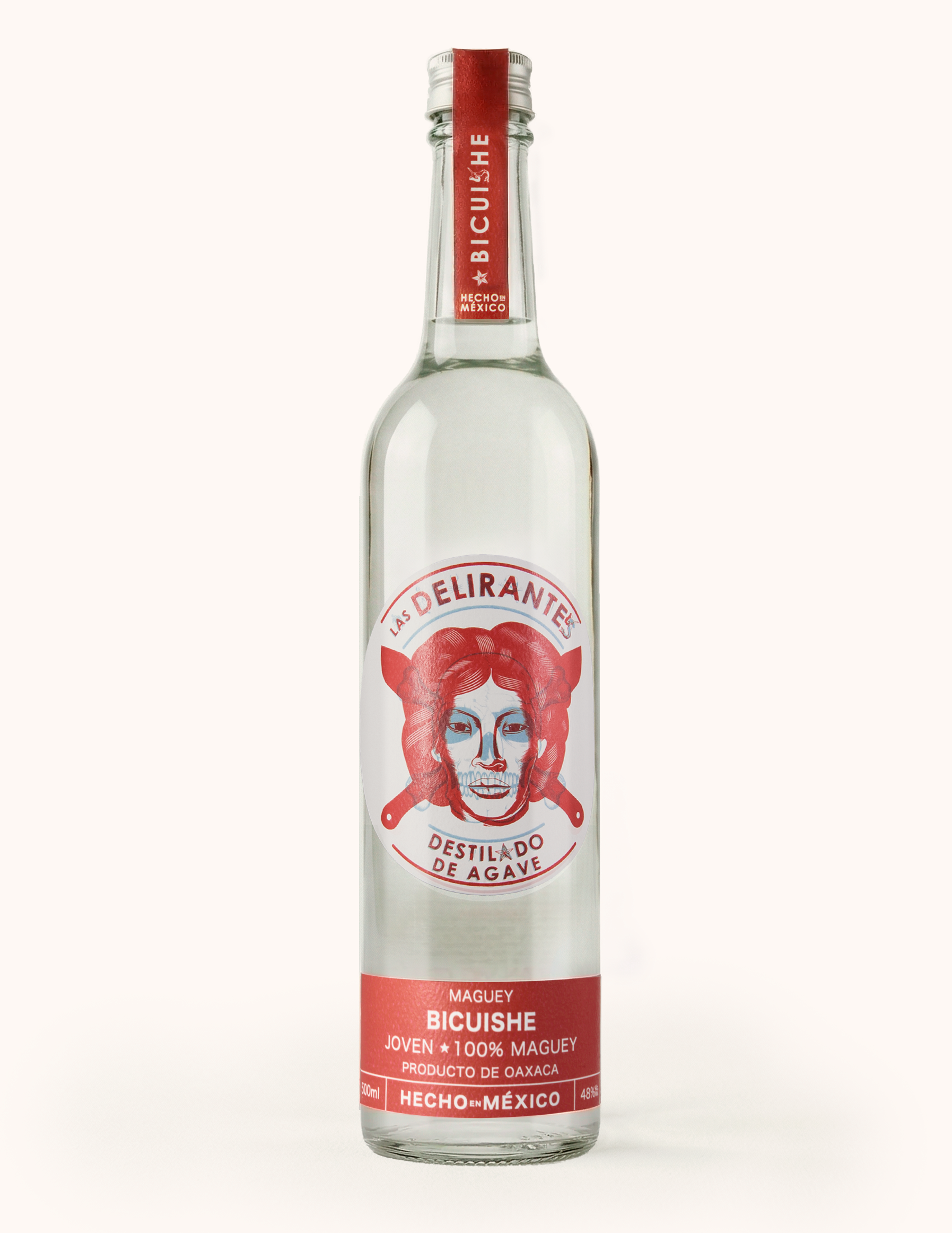 botella de mezcal las delirantes maguey bicuishe producido en oaxaca