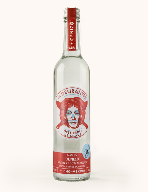 botella de mezcal las delirantes maguey cenizo producido en durango