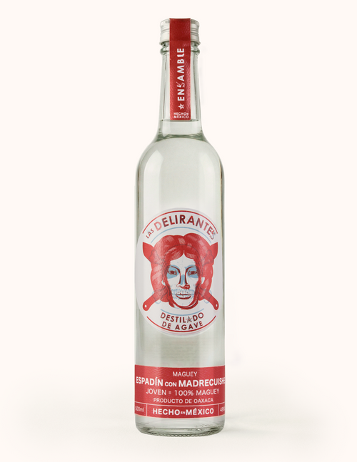 botella de mezcal las delirantes maguey madrecuishe con espadín producido en oaxaca