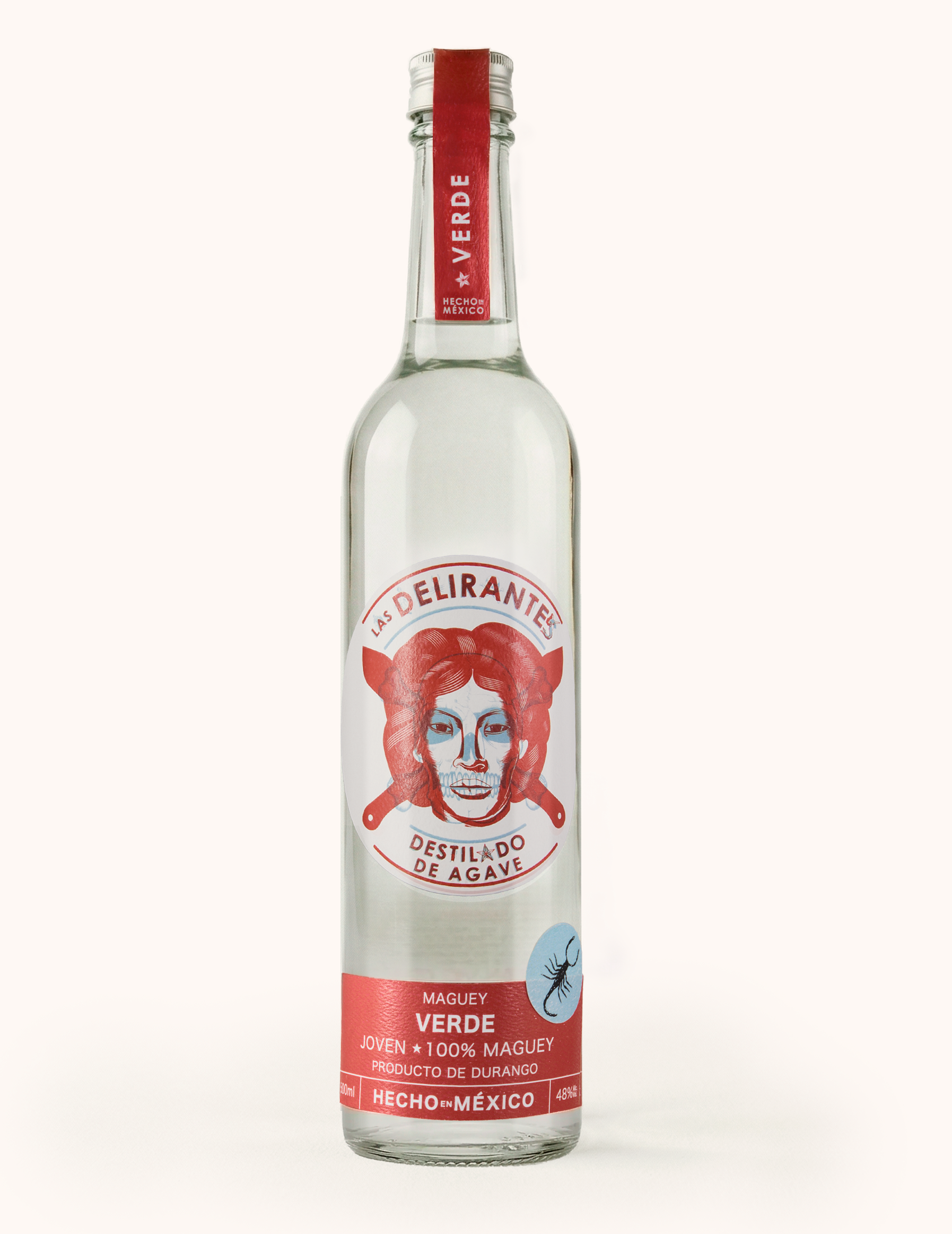 botella de mezcal las delirantes maguey verde producido en durango